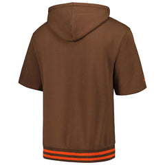 Cleveland Browns Pre-Game Short Sleeve Pullover Hoodie - Brown - Mitchell & Ness