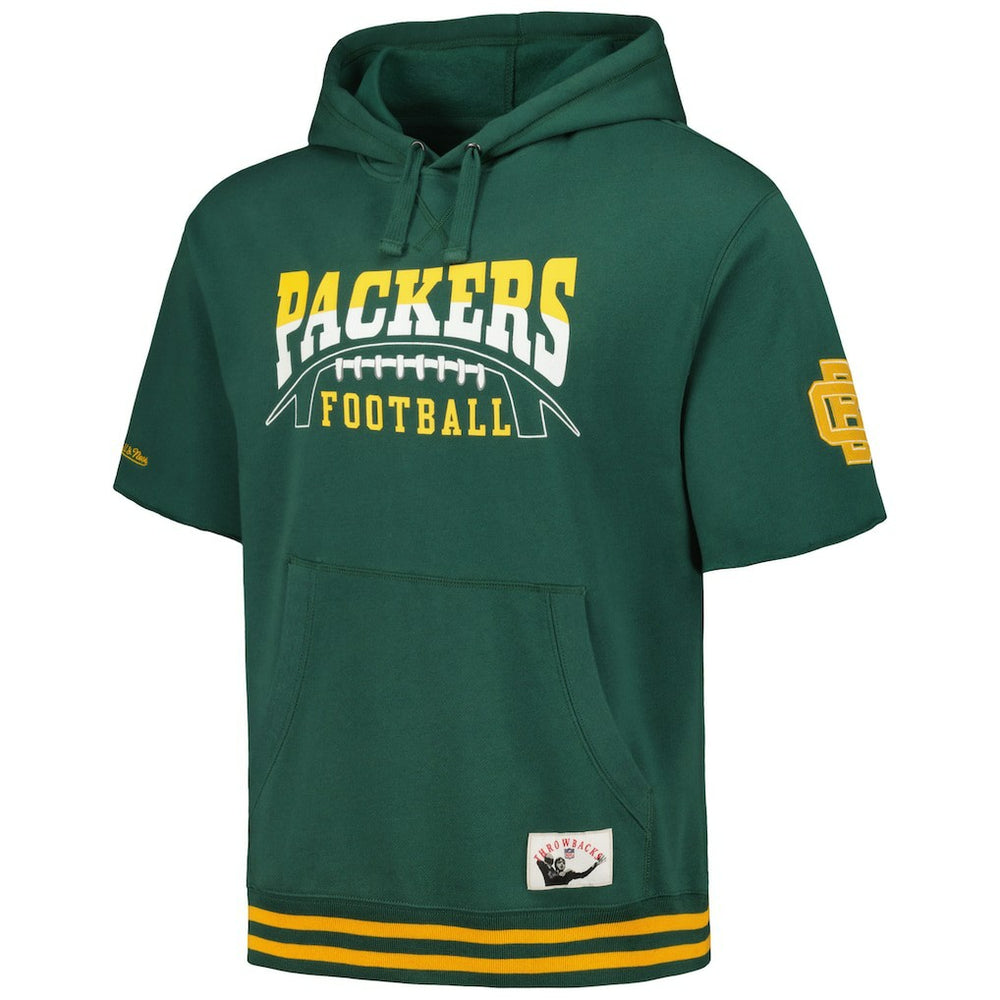 Green Bay Packers Pre-Game Short Sleeve Pullover Hoodie - Green - Mitchell & Ness
