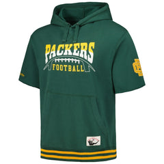 Green Bay Packers Pre-Game Short Sleeve Pullover Hoodie - Green - Mitchell & Ness