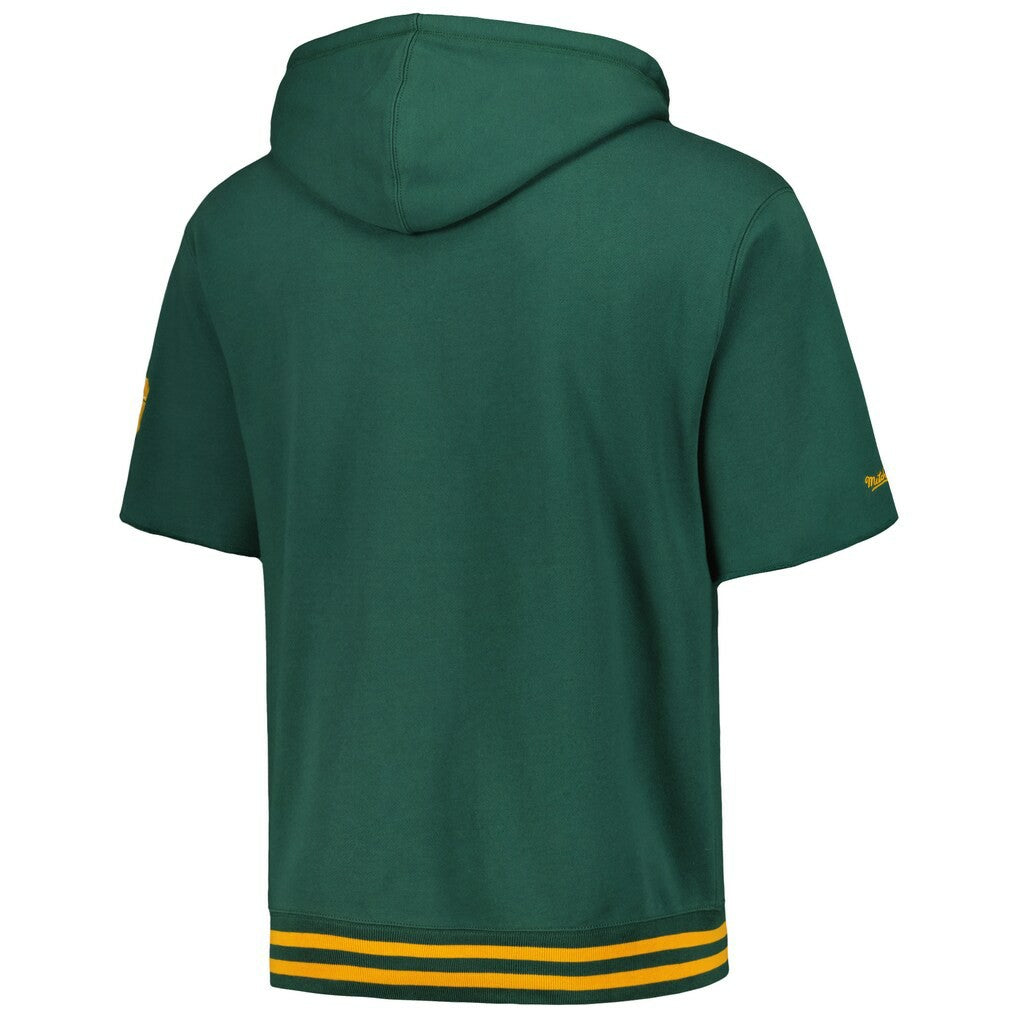 Green Bay Packers Pre-Game Short Sleeve Pullover Hoodie - Green - Mitchell & Ness