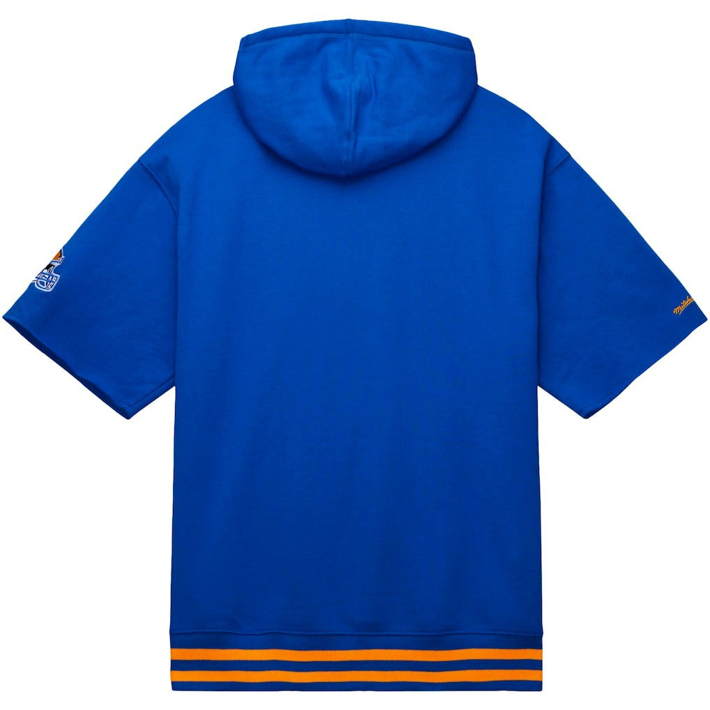 Los Angeles Rams Pre-Game Short Sleeve Pullover Hoodie - Royal - Mitchell & Ness