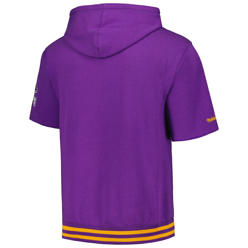 Minnesota Vikings Pre-Game Short Sleeve Pullover Hoodie - Purple - Mitchell & Ness