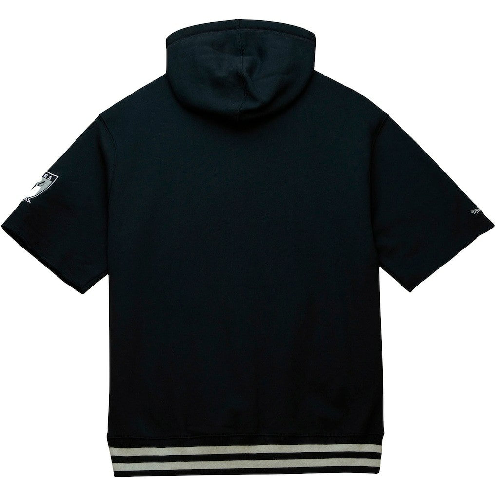 Las Vegas Raiders Pre-Game Short Sleeve Pullover Hoodie - Black - Mitchell & Ness