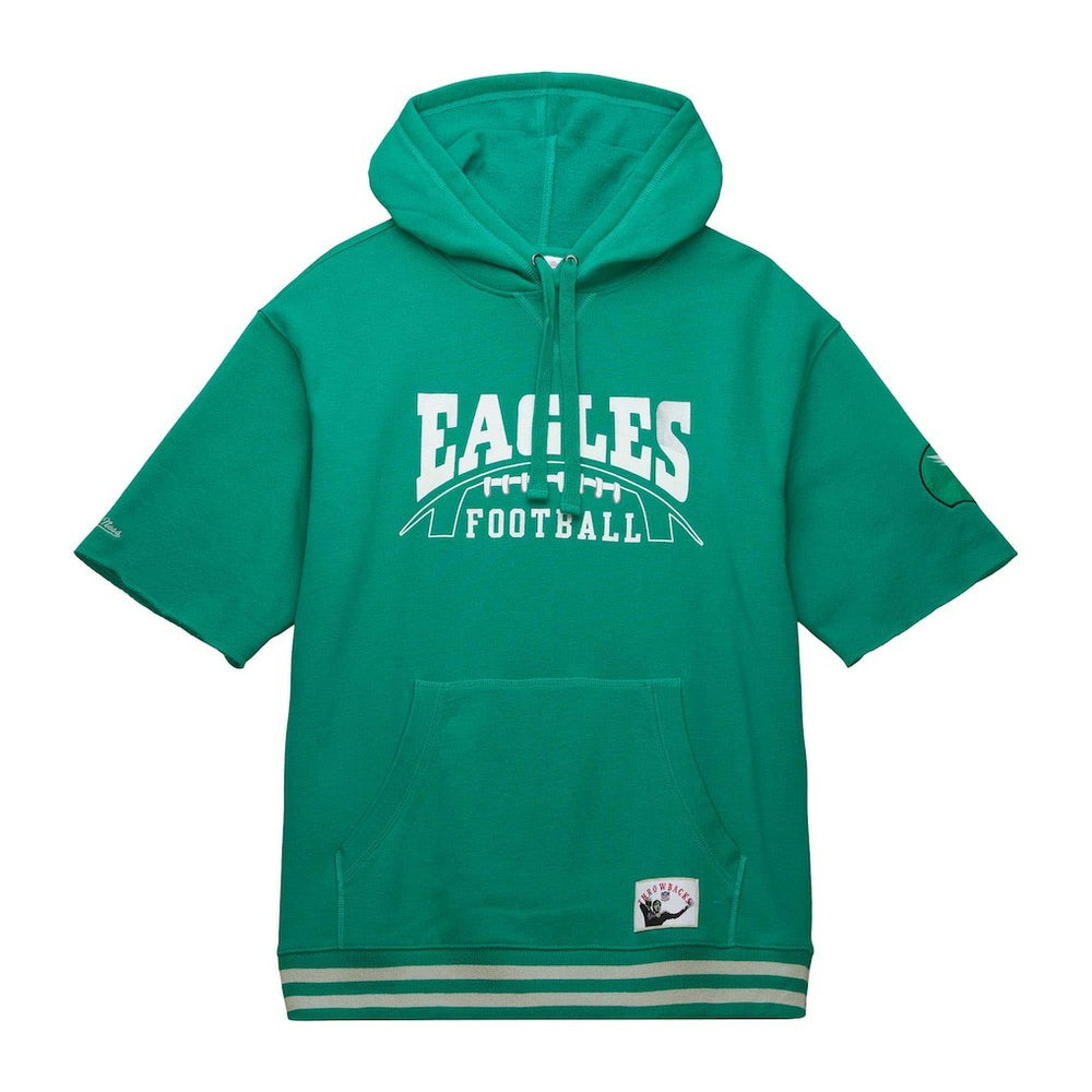 Philadelphia Eagles Pre-Game Short Sleeve Pullover Hoodie - Kelly Green - Mitchell & Ness