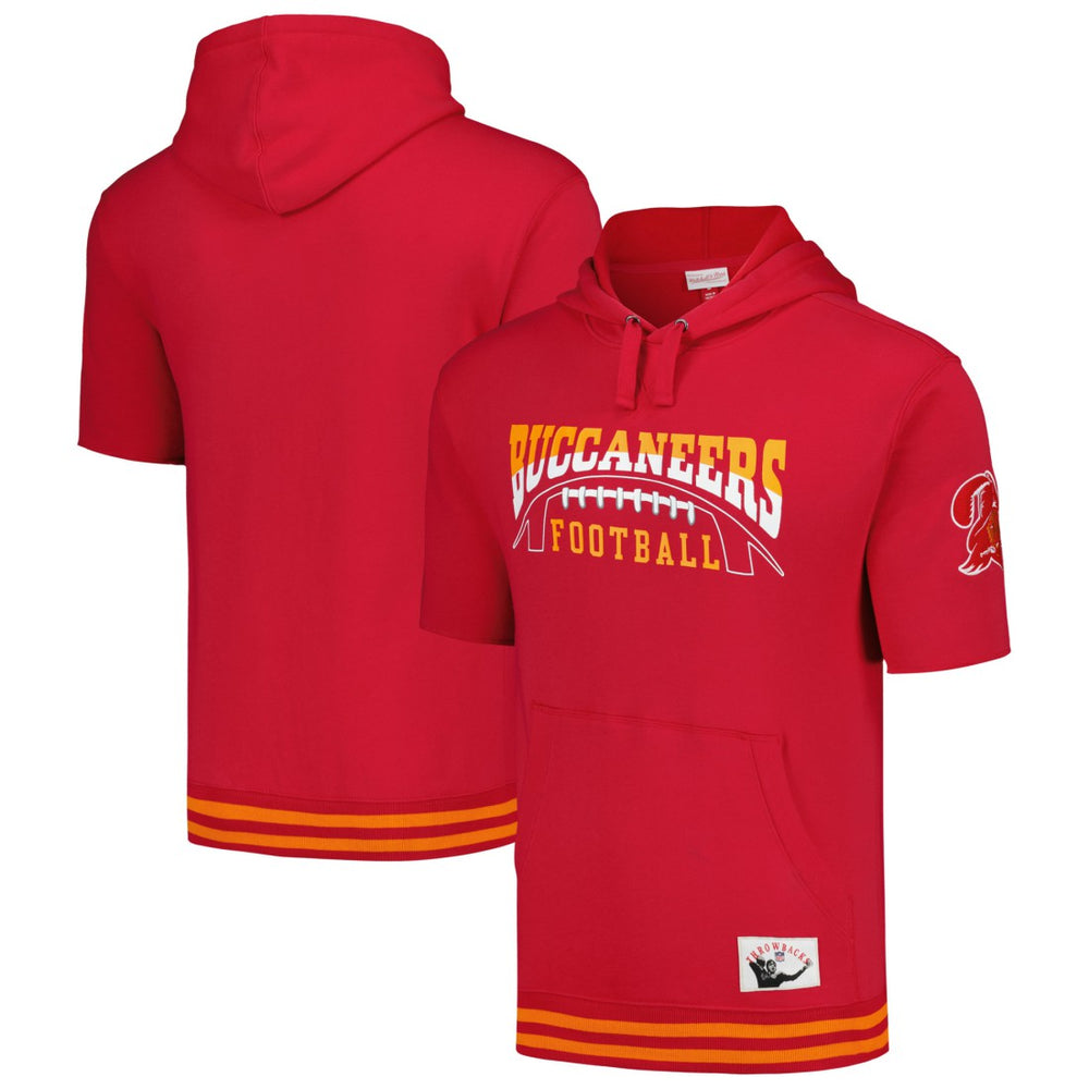 Tampa Bay Buccaneers Pre-Game Short Sleeve Pullover Hoodie - Red - Mitchell & Ness