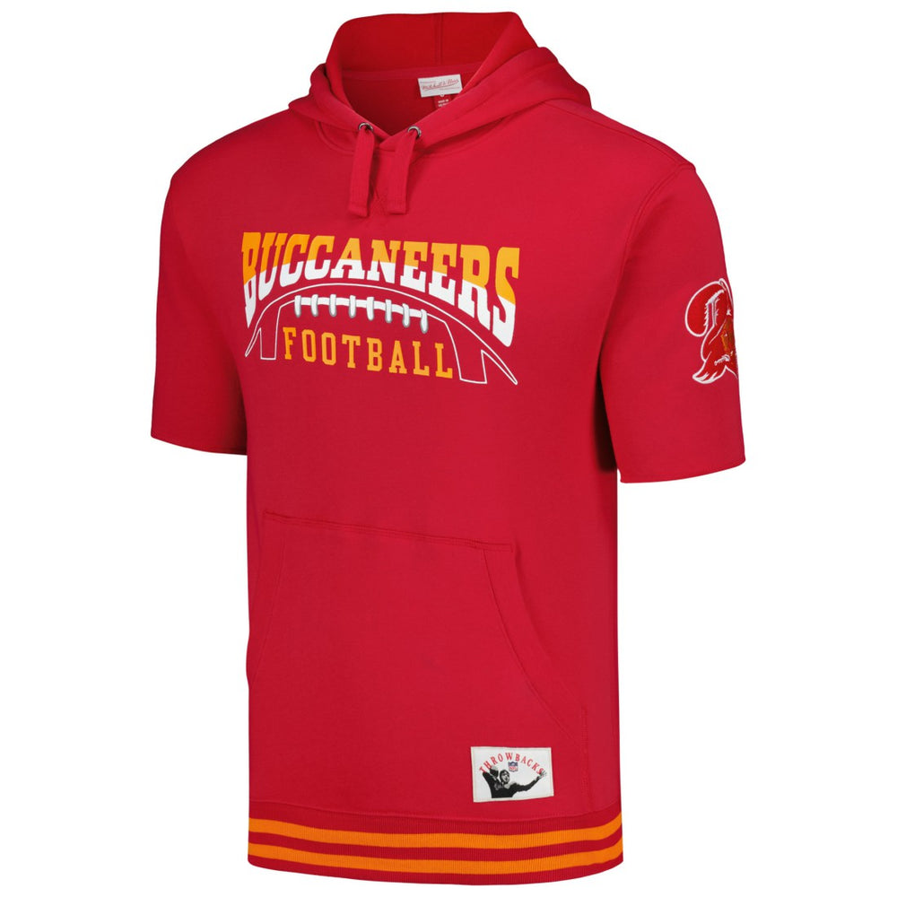 Tampa Bay Buccaneers Pre-Game Short Sleeve Pullover Hoodie - Red - Mitchell & Ness