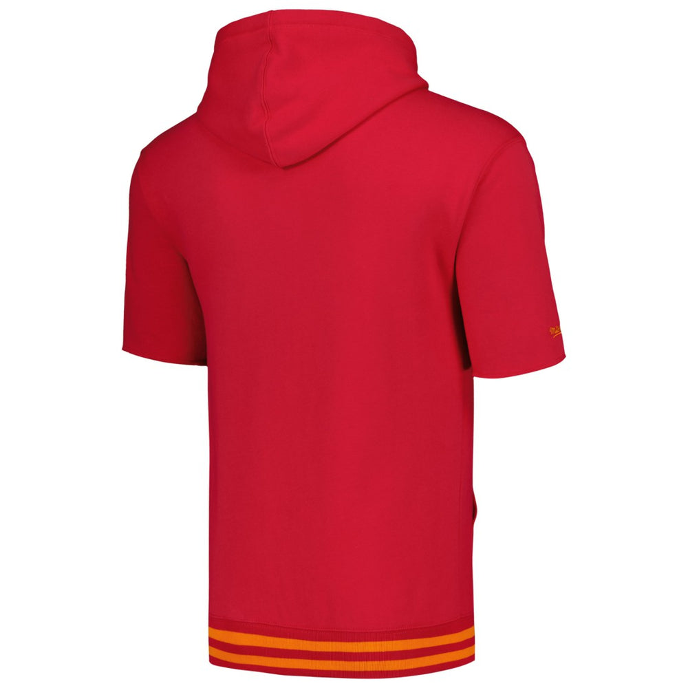 Tampa Bay Buccaneers Pre-Game Short Sleeve Pullover Hoodie - Red - Mitchell & Ness