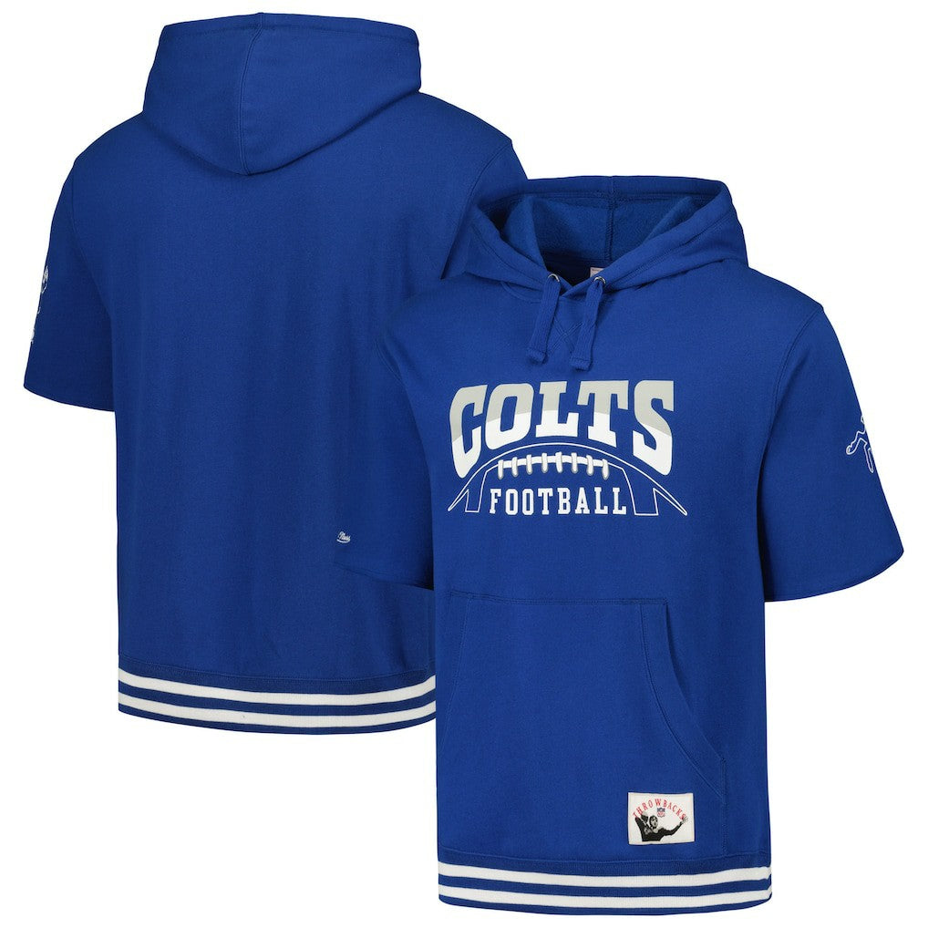 Indianapolis Colts Pre-Game Short Sleeve Pullover Hoodie - Royal - Mitchell & Ness
