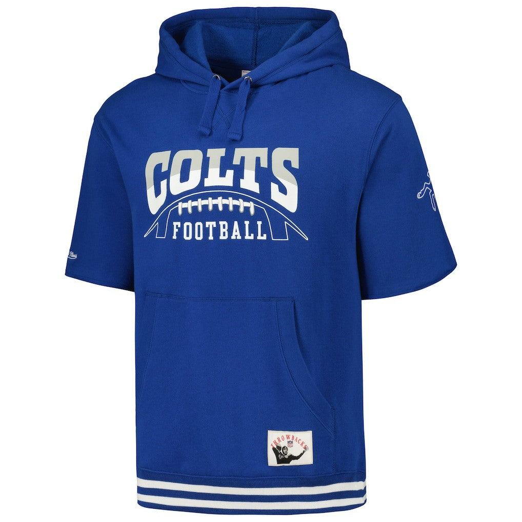 Indianapolis Colts Pre-Game Short Sleeve Pullover Hoodie - Royal - Mitchell & Ness