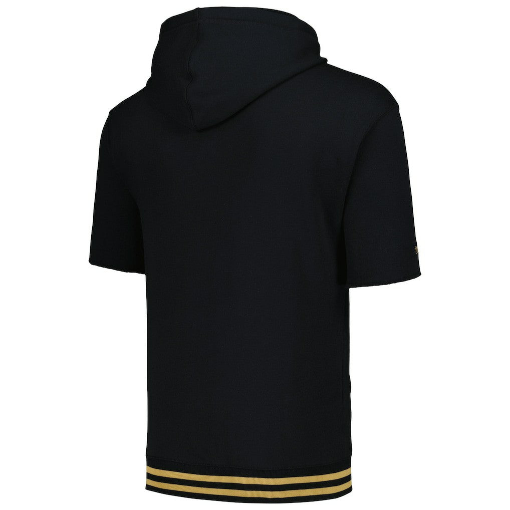 New Orleans Saints Pre-Game Short Sleeve Pullover Hoodie - Black - Mitchell & Ness