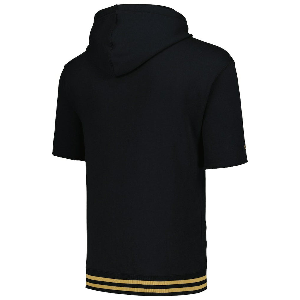 New Orleans Saints Pre-Game Short Sleeve Pullover Hoodie - Black - Mitchell & Ness