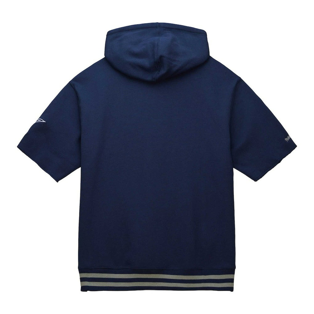 Dallas Cowboys Pre-Game Short Sleeve Pullover Hoodie - Navy - Mitchell & Ness