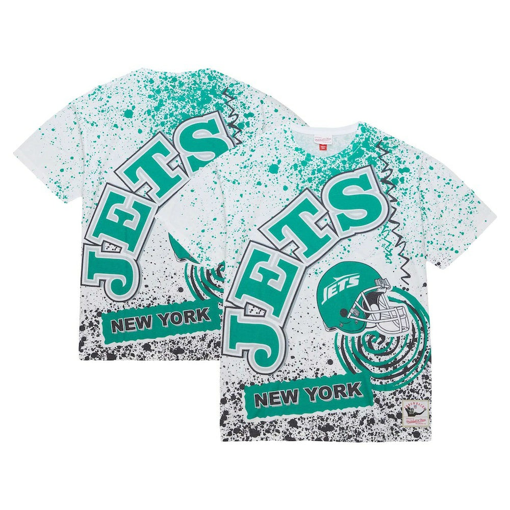 New York Jets Team Burst Sublimated T-Shirt - White - Mitchell & Ness