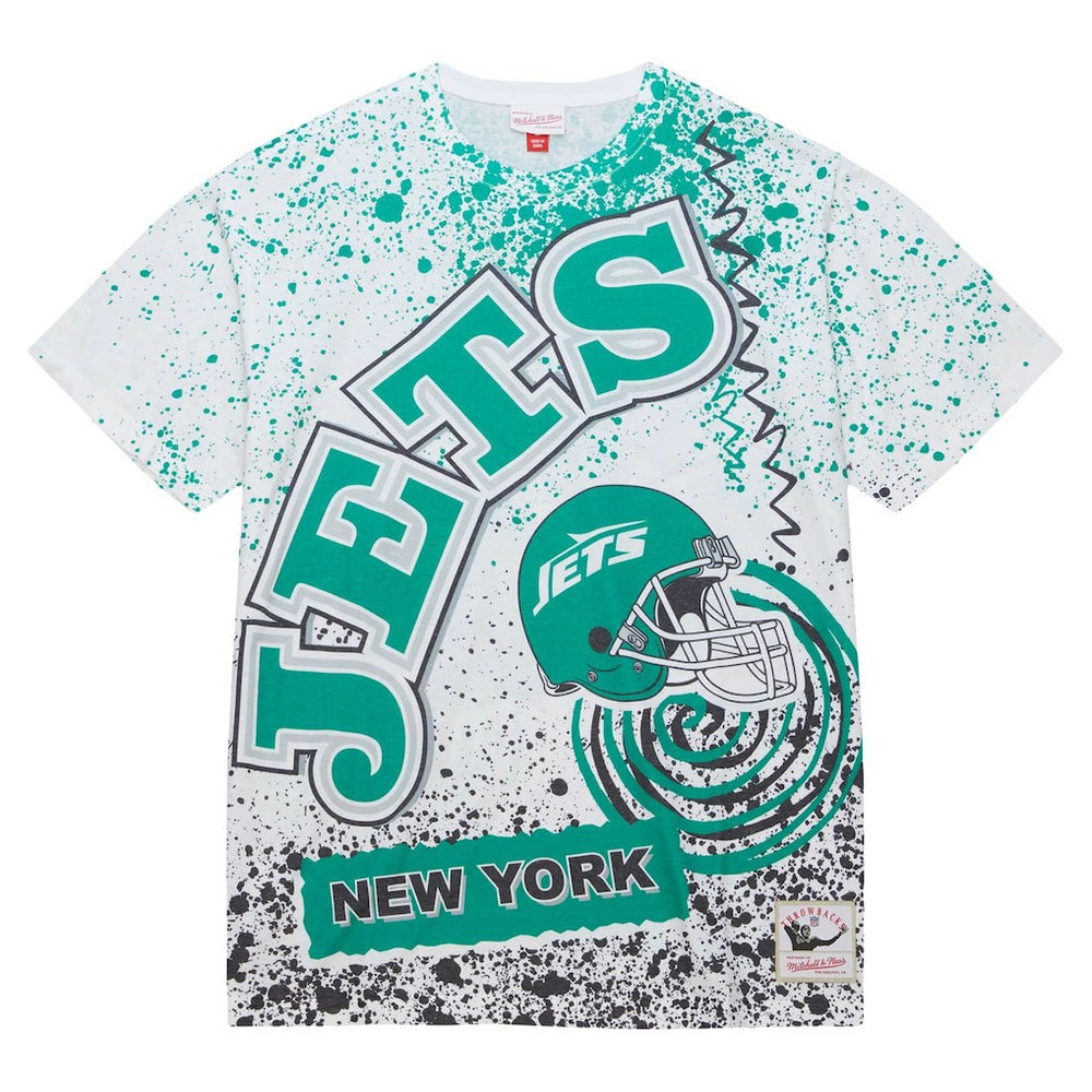 New York Jets Team Burst Sublimated T-Shirt - White - Mitchell & Ness