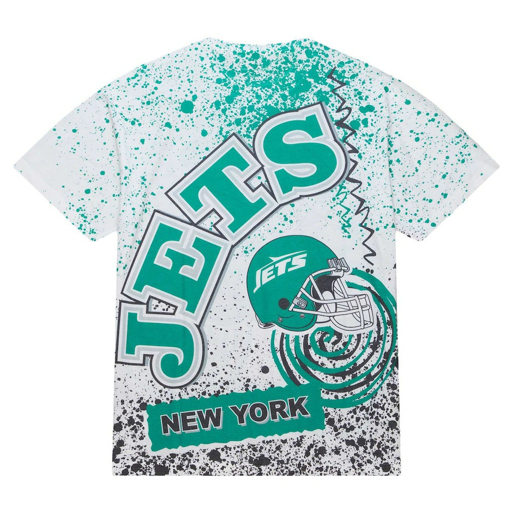 New York Jets Team Burst Sublimated T-Shirt - White - Mitchell & Ness