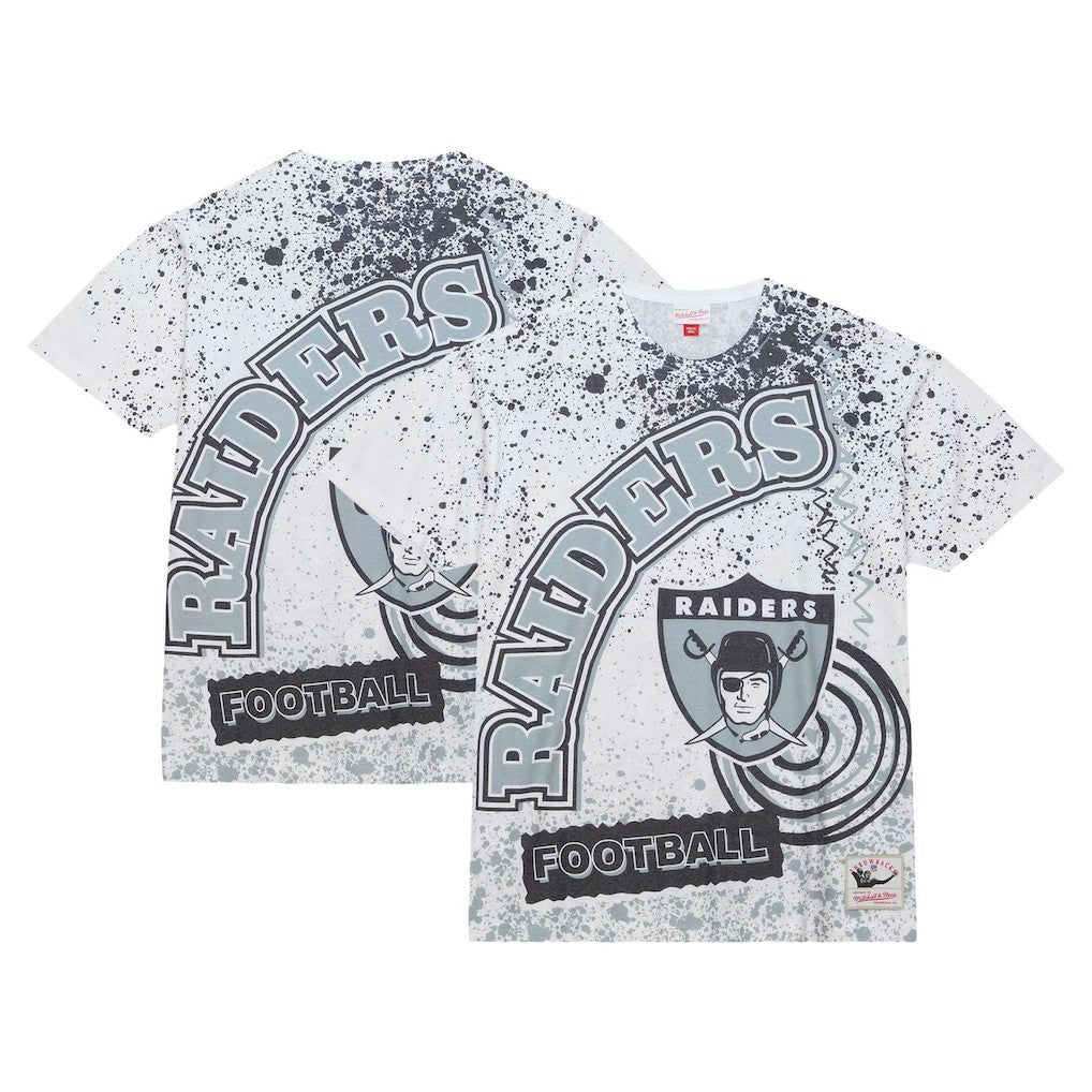 Las Vegas Raiders Team Burst Sublimated T-Shirt - White - Mitchell & Ness