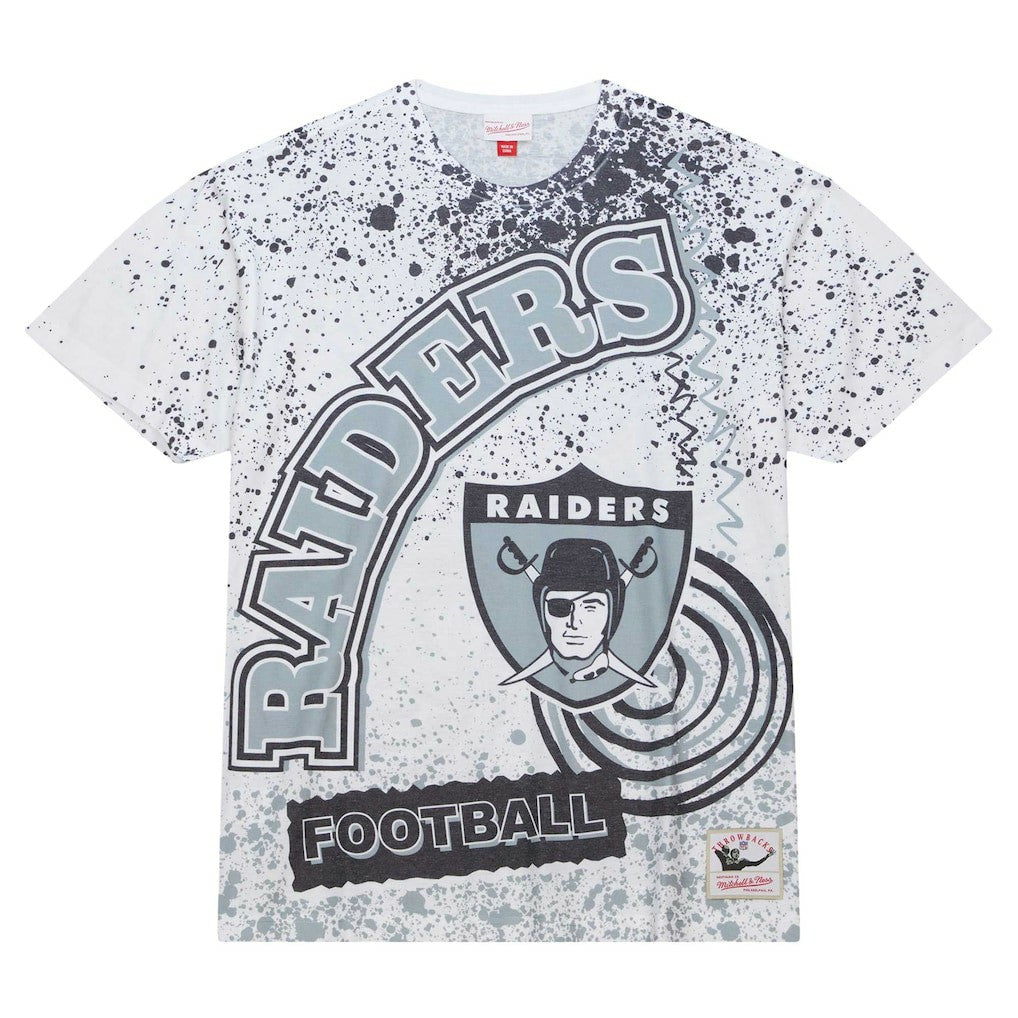 Las Vegas Raiders Team Burst Sublimated T-Shirt - White - Mitchell & Ness