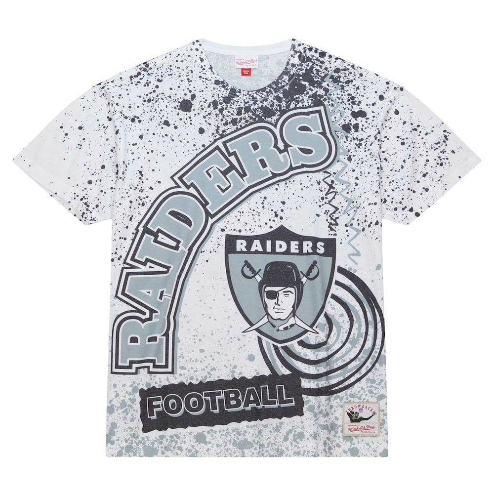 Las Vegas Raiders Team Burst Sublimated T-Shirt - White - Mitchell & Ness