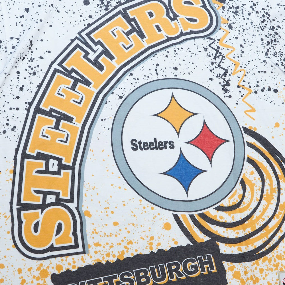 Pittsburgh Steelers Team Burst Sublimated T-Shirt - White - Mitchell & Ness