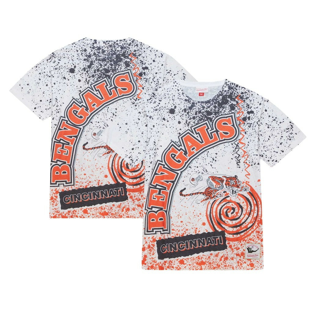 Cincinnati Bengals Team Burst Sublimated T-Shirt - White - Mitchell & Ness