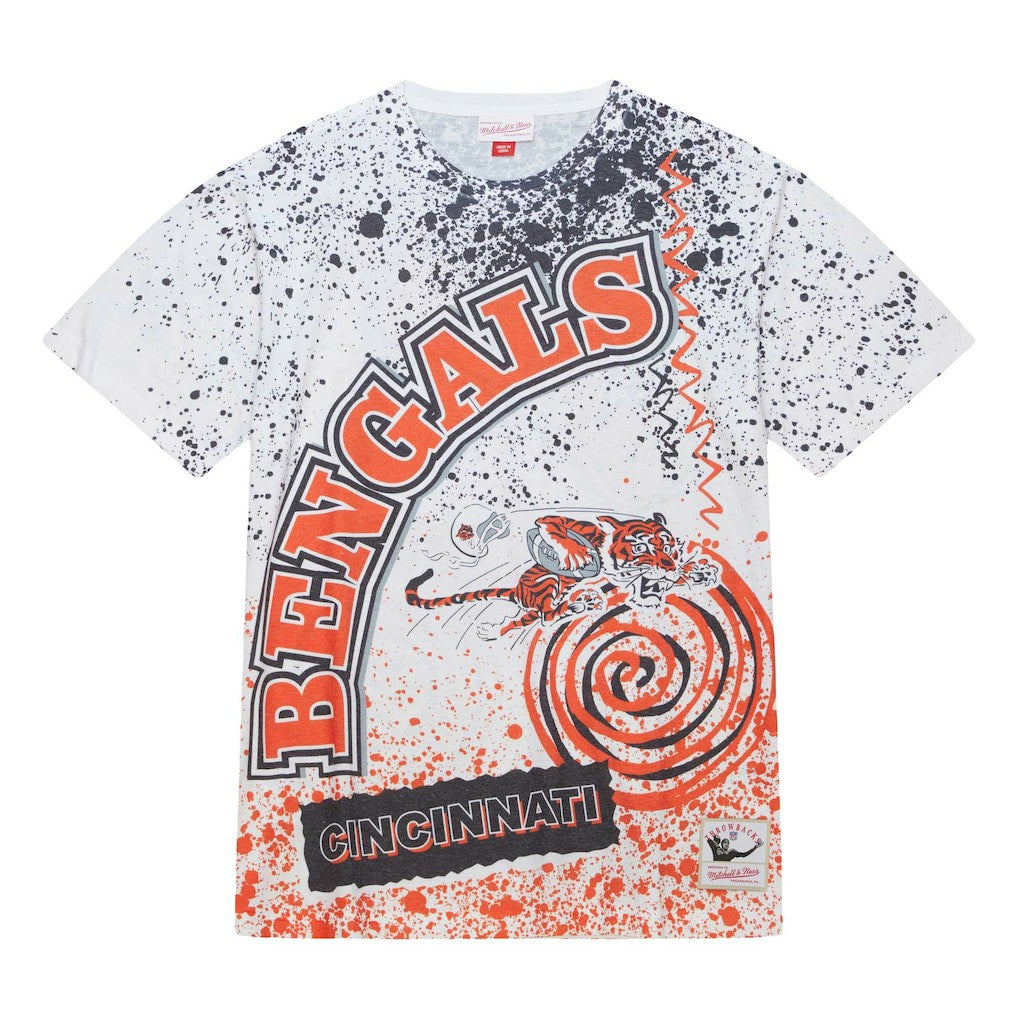 Cincinnati Bengals Team Burst Sublimated T-Shirt - White - Mitchell & Ness