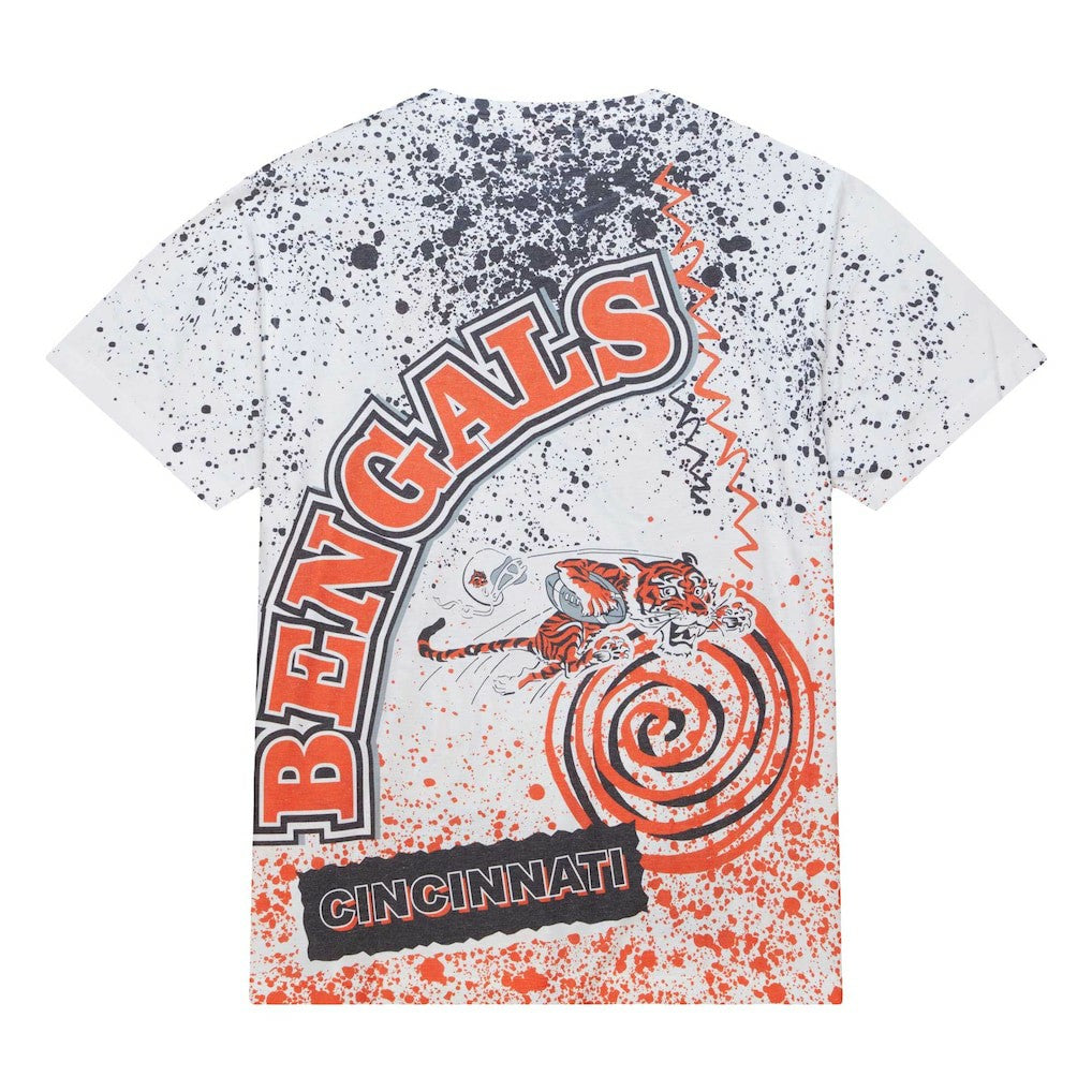 Cincinnati Bengals Team Burst Sublimated T-Shirt - White - Mitchell & Ness