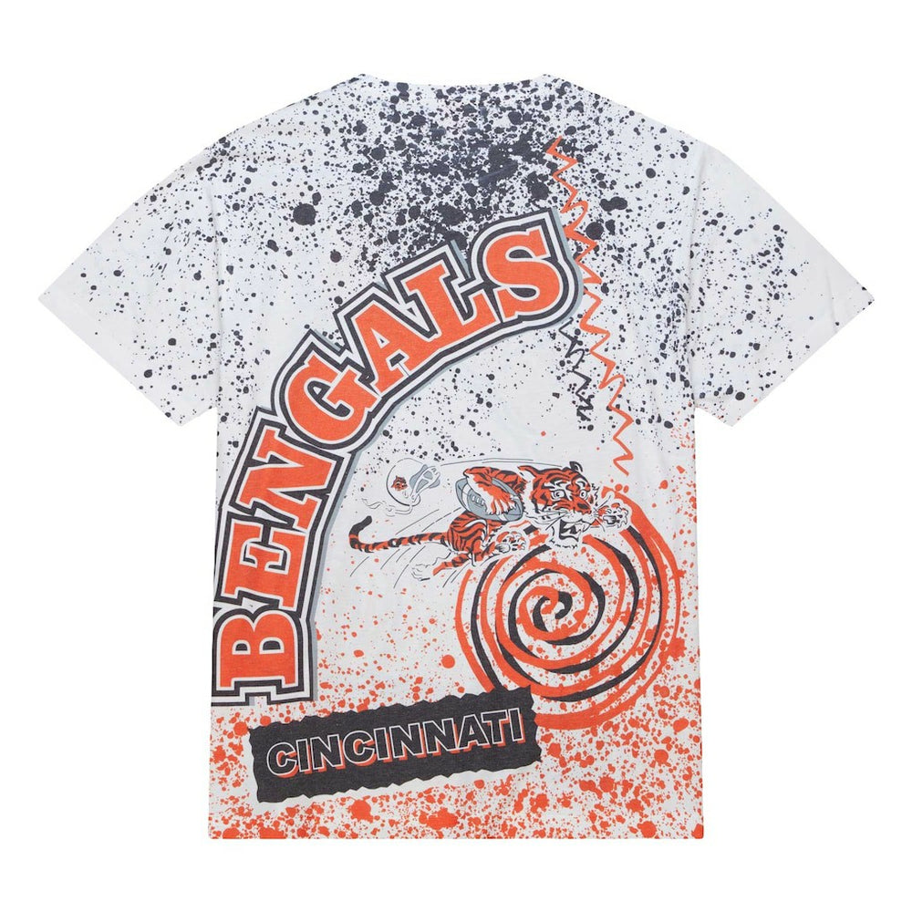 Cincinnati Bengals Team Burst Sublimated T-Shirt - White - Mitchell & Ness