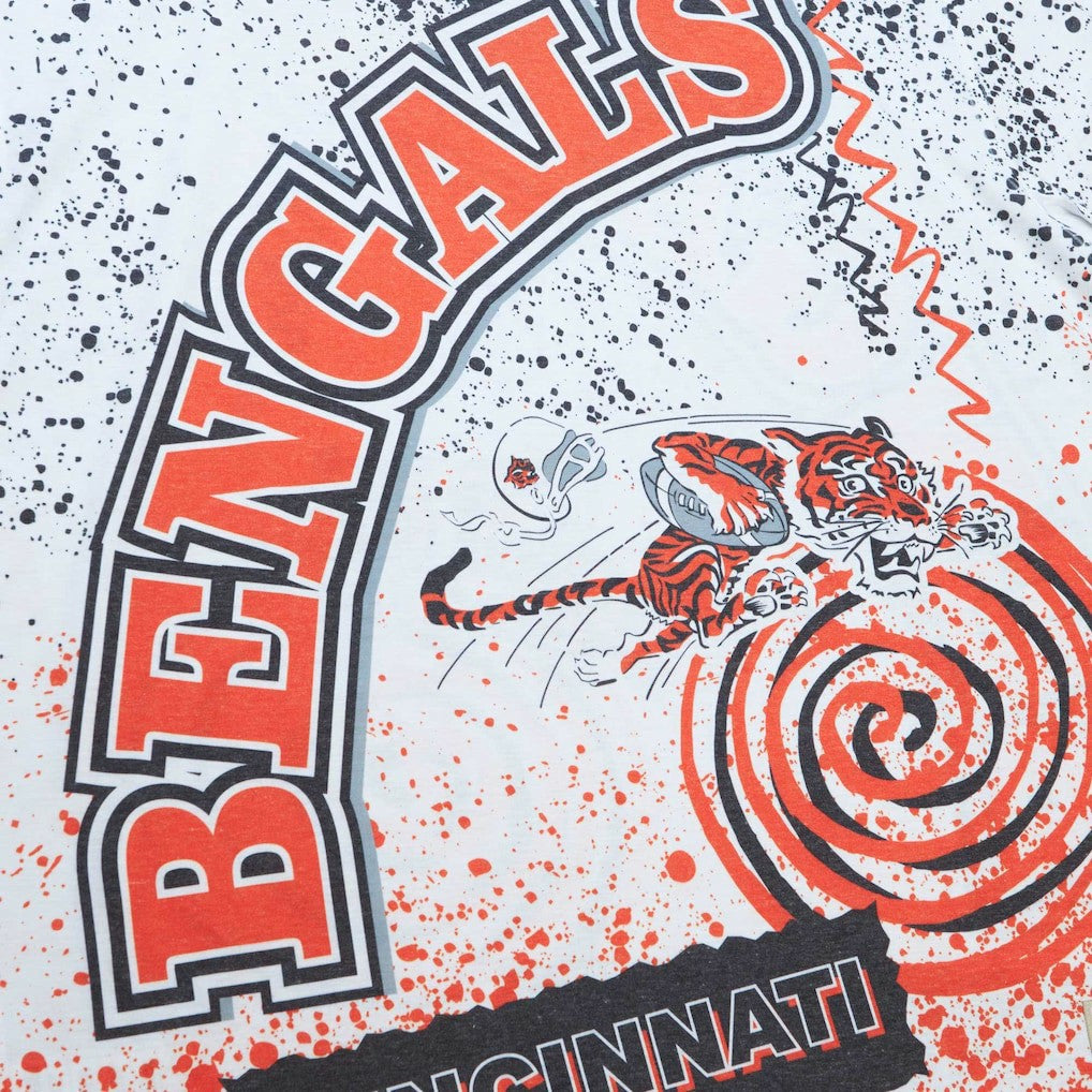 Cincinnati Bengals Team Burst Sublimated T-Shirt - White - Mitchell & Ness