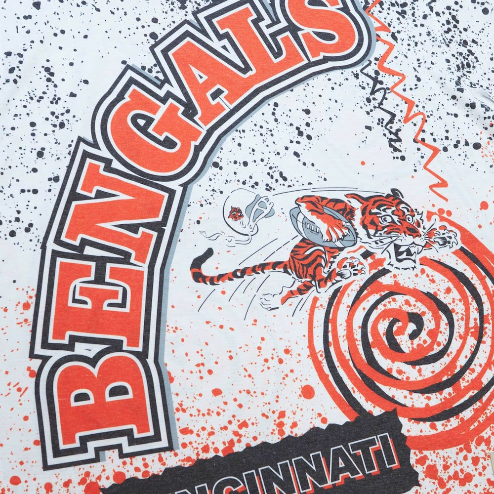 Cincinnati Bengals Team Burst Sublimated T-Shirt - White - Mitchell & Ness