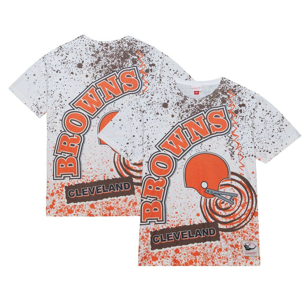 Cleveland Browns Team Burst Sublimated T-Shirt - White - Mitchell & Ness