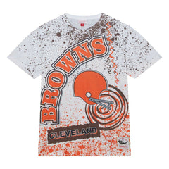 Cleveland Browns Team Burst Sublimated T-Shirt - White - Mitchell & Ness
