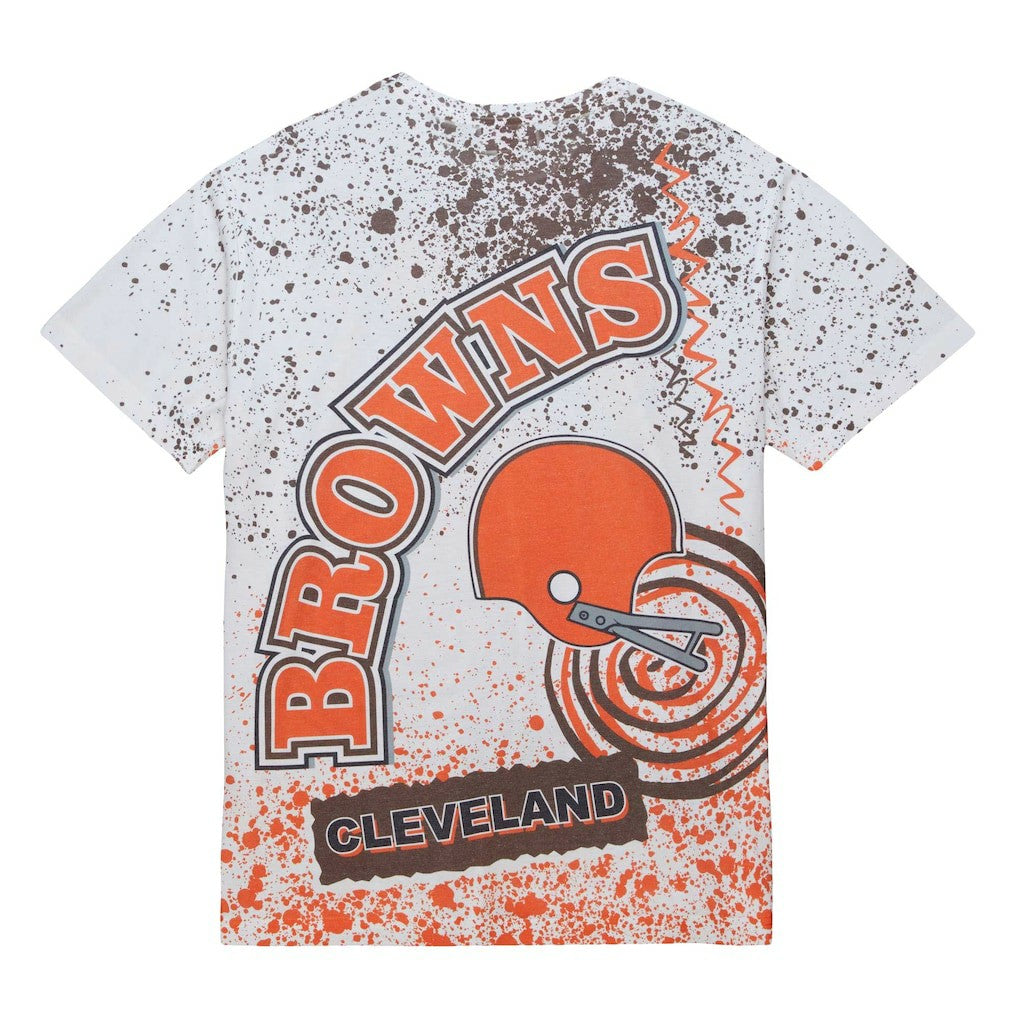 Cleveland Browns Team Burst Sublimated T-Shirt - White - Mitchell & Ness