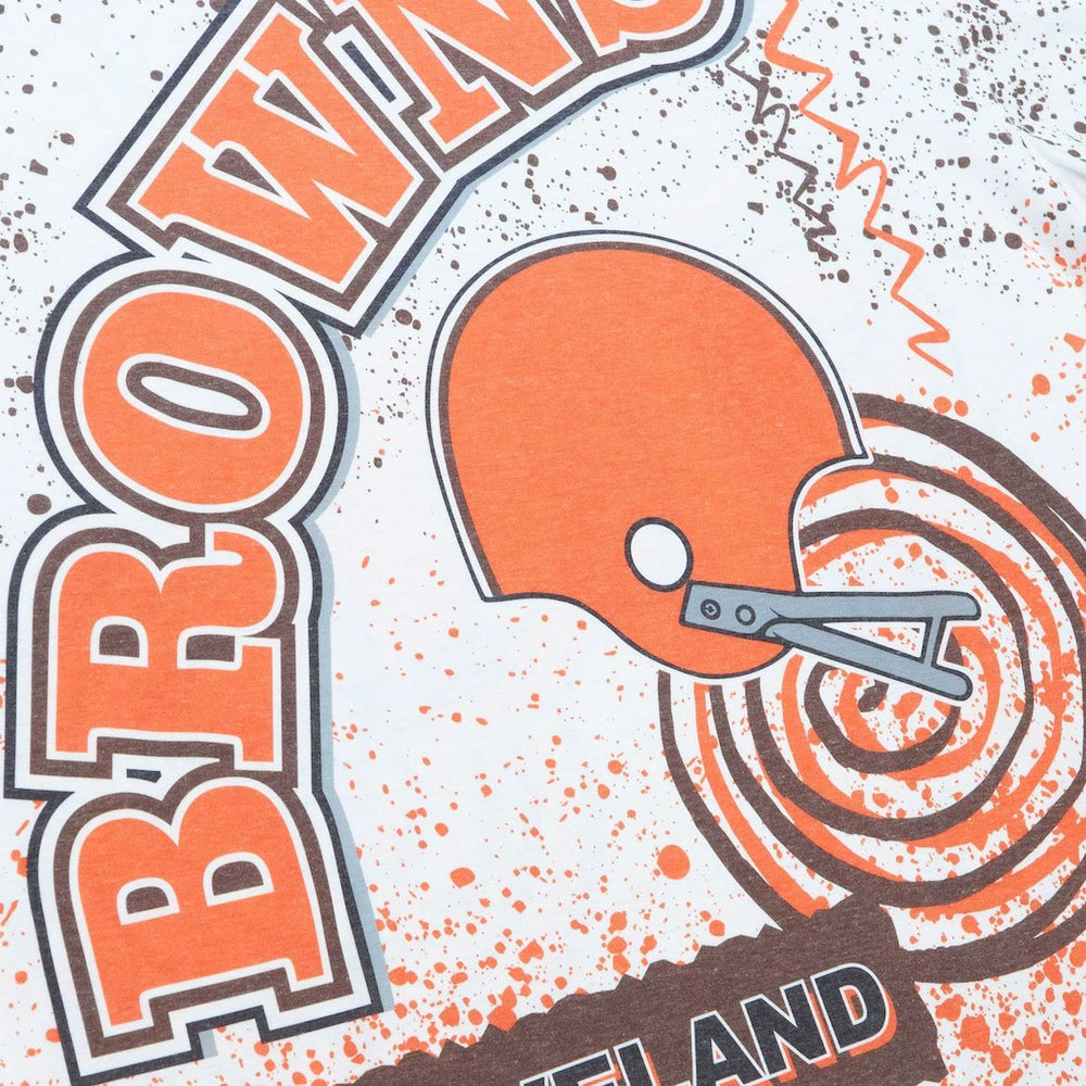 Cleveland Browns Team Burst Sublimated T-Shirt - White - Mitchell & Ness