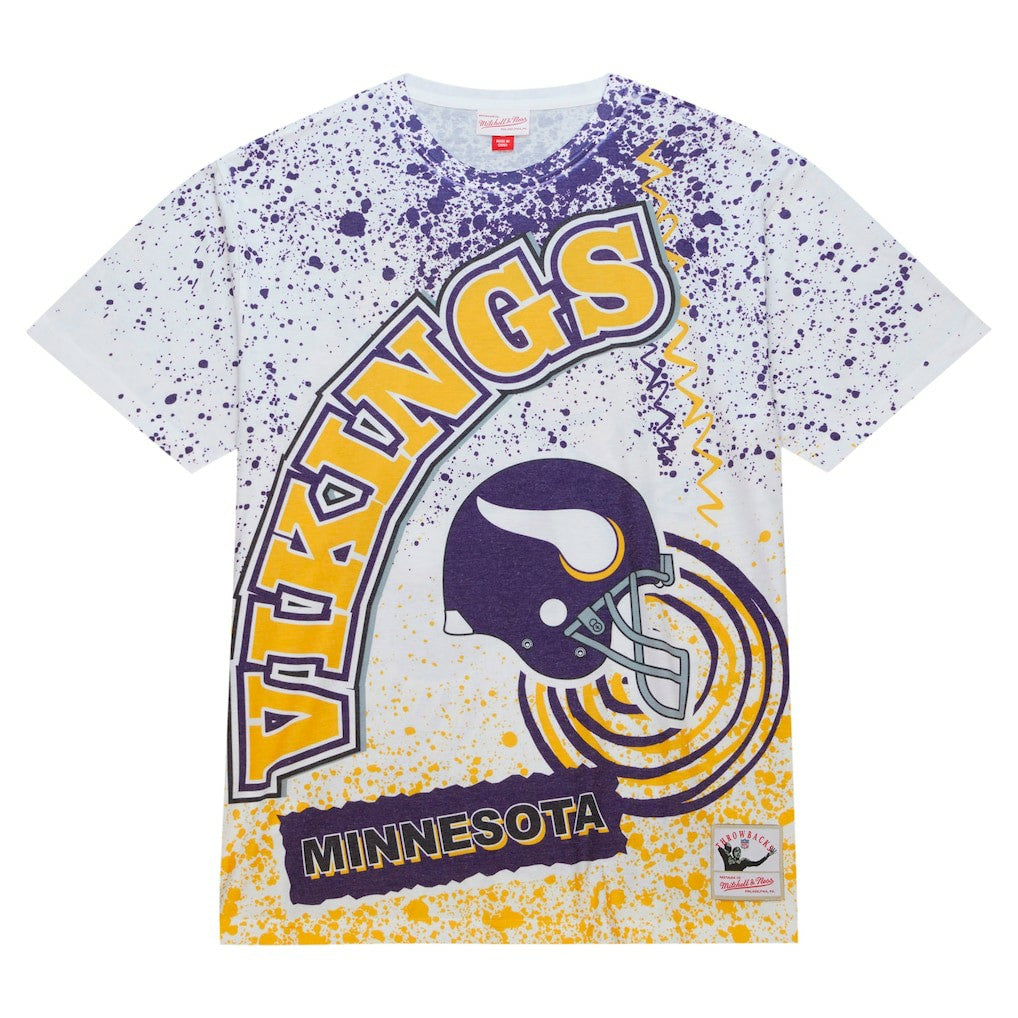 Minnesota Vikings Team Burst Sublimated T-Shirt - White - Mitchell & Ness