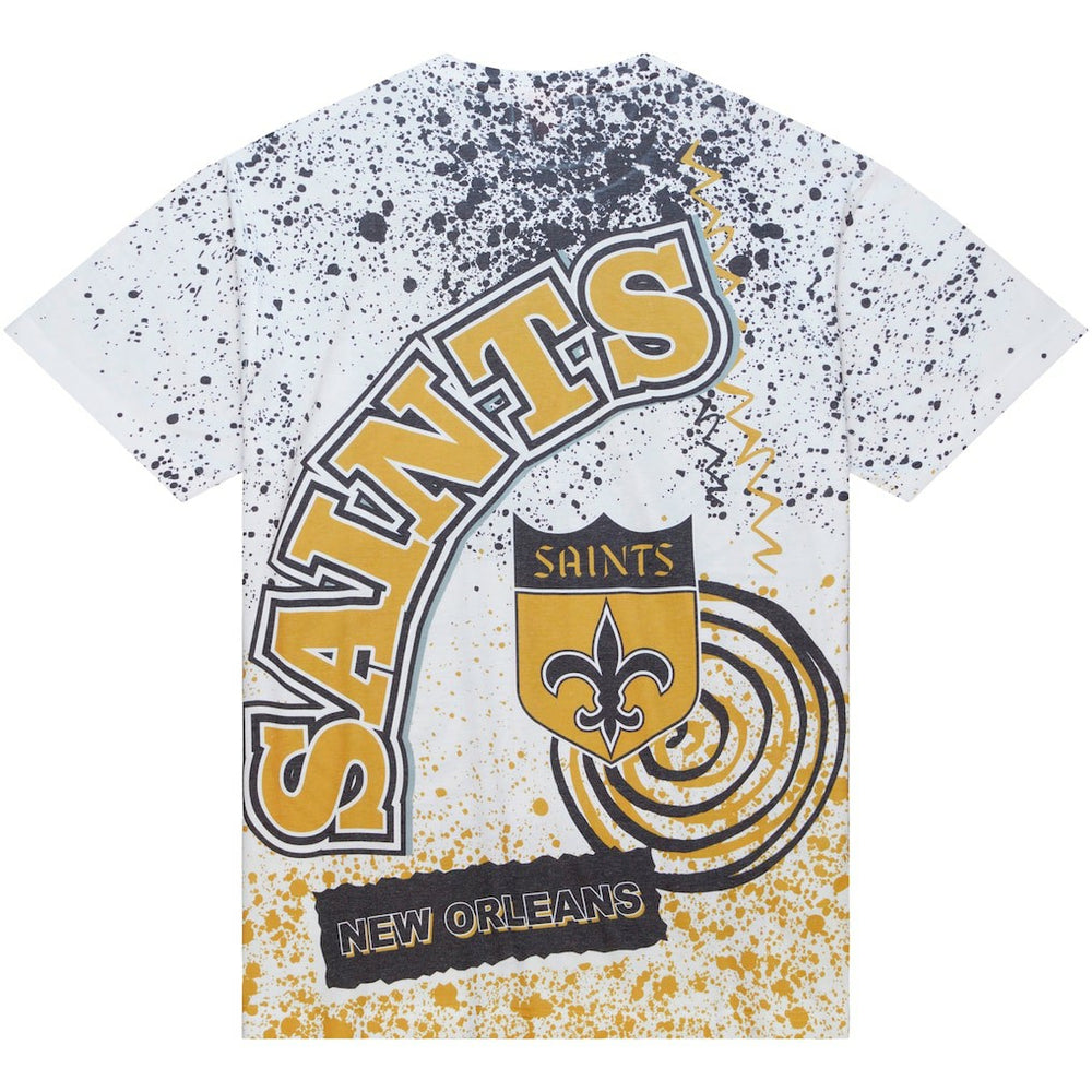 New Orleans Saints Team Burst Sublimated T-Shirt - White - Mitchell & Ness