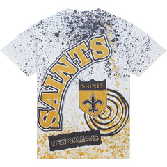 New Orleans Saints Team Burst Sublimated T-Shirt - White - Mitchell & Ness