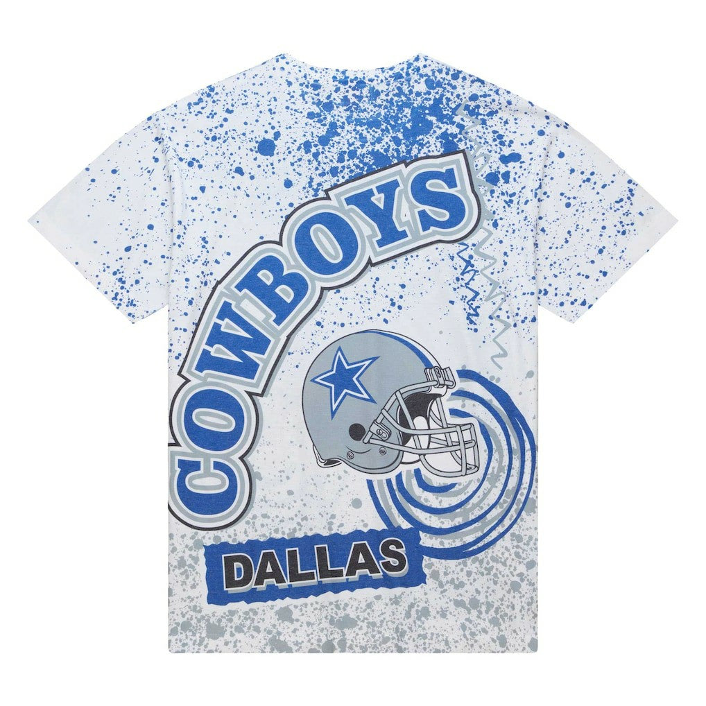 Dallas Cowboys Team Burst Sublimated T-Shirt - White - Mitchell & Ness