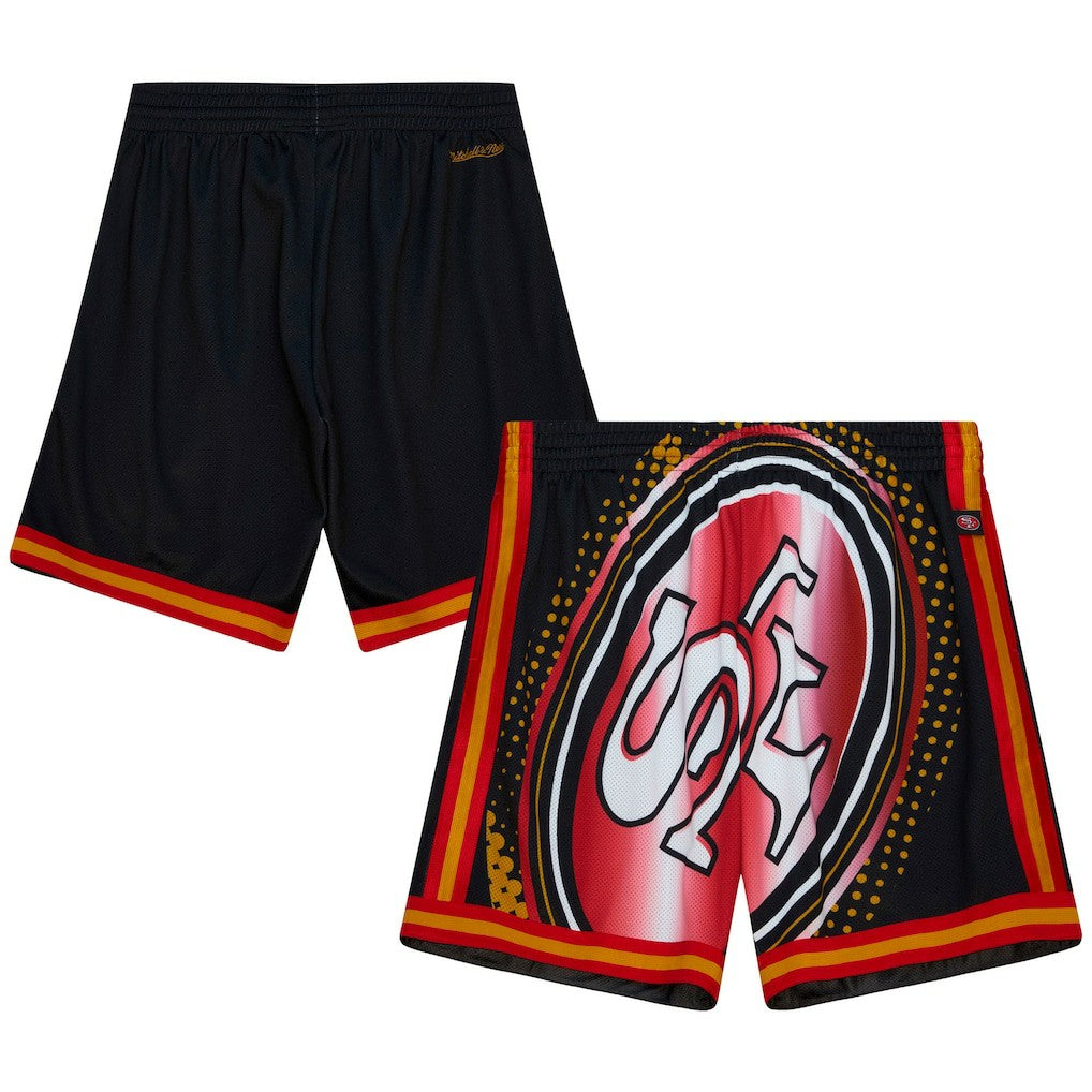 San Francisco 49ers Big Face 7.0 Fashion Shorts - Black - Mitchell & Ness