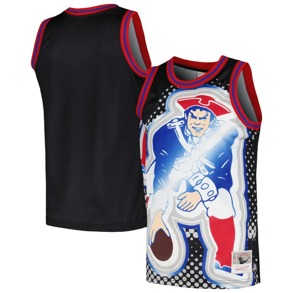 New England Patriots Big Face 7.0 Fashion Tank Top - Black - Mitchell & Ness
