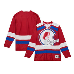 Buffalo Bills Women's Big Face 7.0 Long Sleeve Jersey T-Shirt - Red - Mitchell & Ness