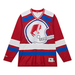 Buffalo Bills Women's Big Face 7.0 Long Sleeve Jersey T-Shirt - Red - Mitchell & Ness