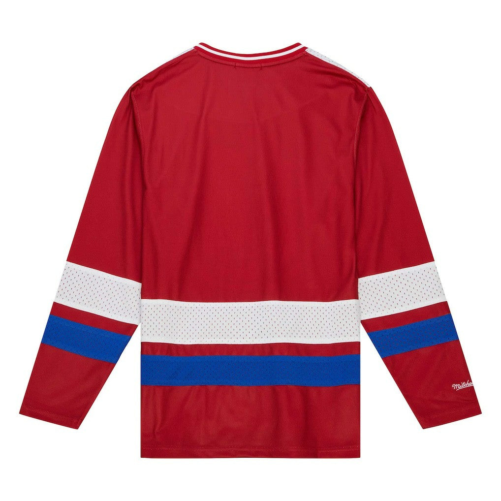 Buffalo Bills Women's Big Face 7.0 Long Sleeve Jersey T-Shirt - Red - Mitchell & Ness