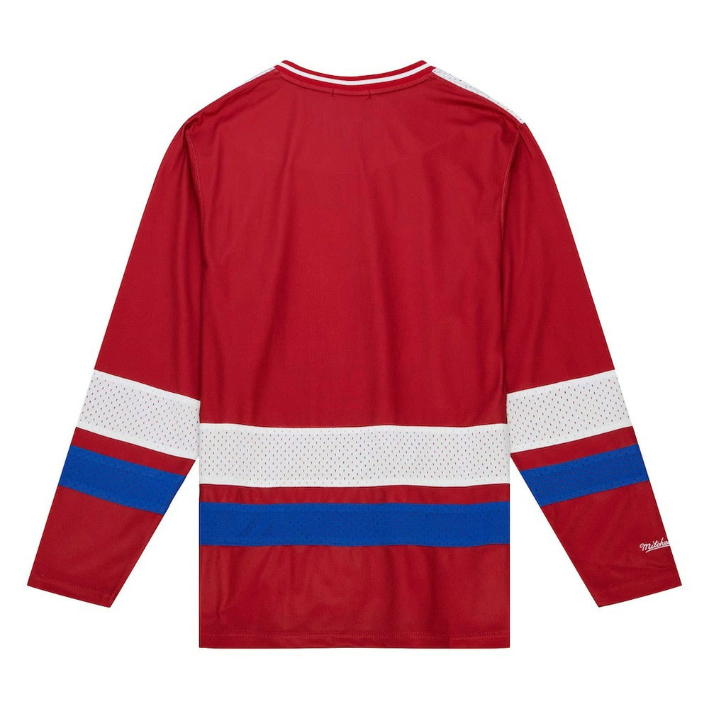 Buffalo Bills Women's Big Face 7.0 Long Sleeve Jersey T-Shirt - Red - Mitchell & Ness