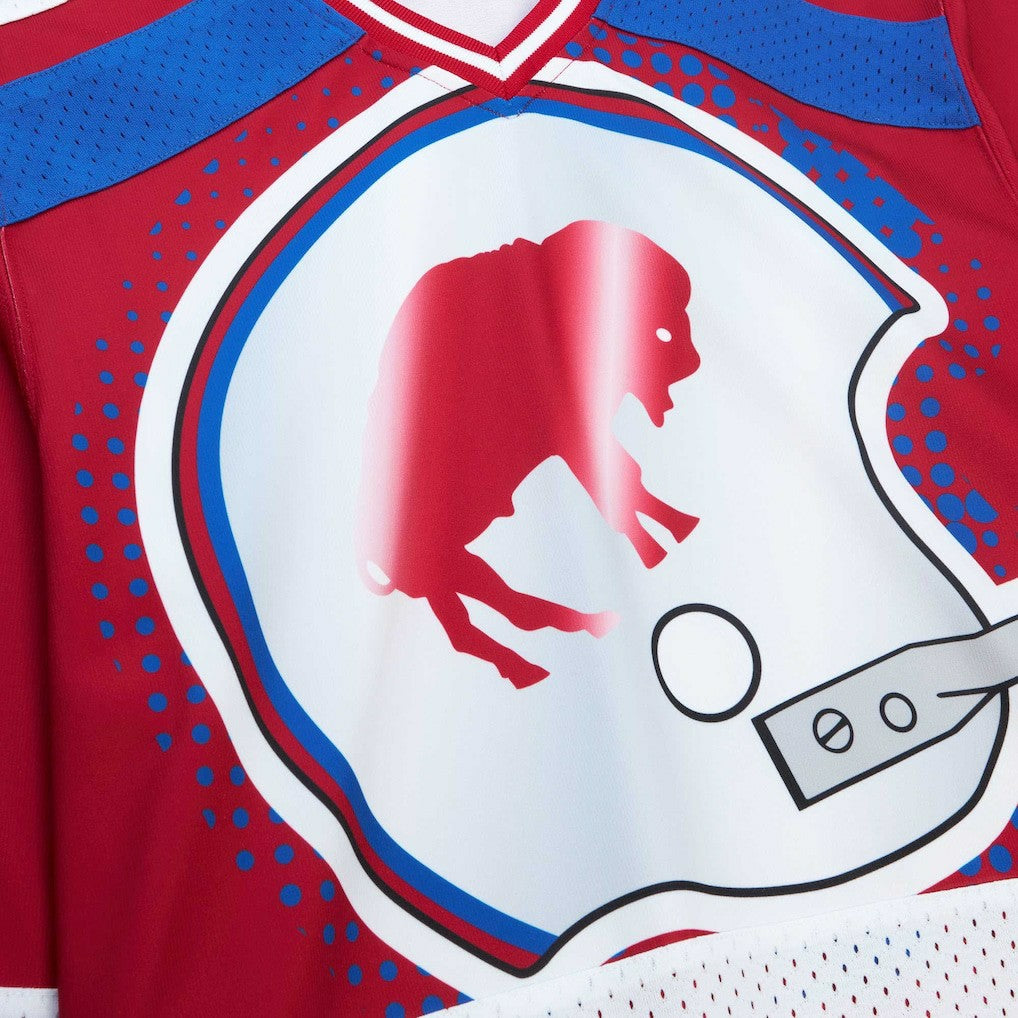 Buffalo Bills Women's Big Face 7.0 Long Sleeve Jersey T-Shirt - Red - Mitchell & Ness