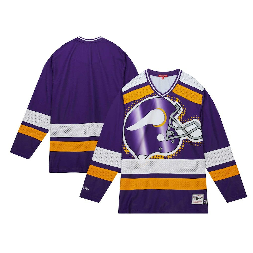 Minnesota Vikings Women's Big Face 7.0 Long Sleeve Jersey T-Shirt - Purple - Mitchell & Ness