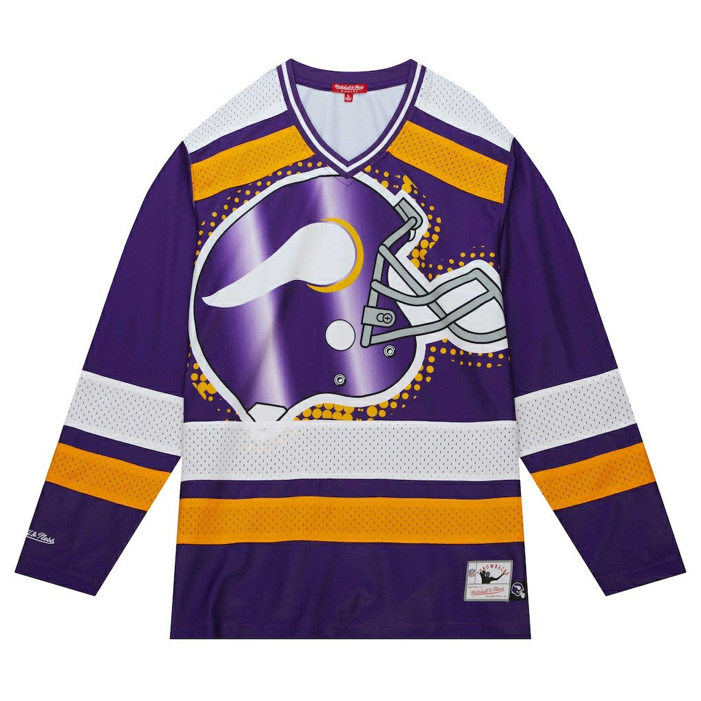 Minnesota Vikings Women's Big Face 7.0 Long Sleeve Jersey T-Shirt - Purple - Mitchell & Ness