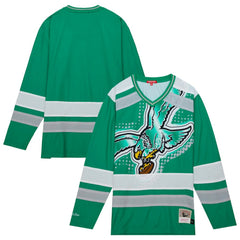 Philadelphia Eagles Women's Big Face 7.0 Long Sleeve Jersey T-Shirt - Green - Mitchell & Ness