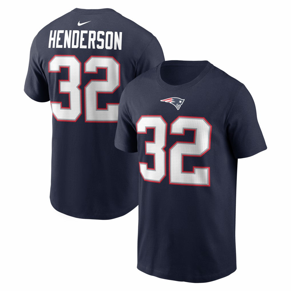 TreVeyon Henderson New England Patriots Name & Number T-Shirt - Navy - Nike