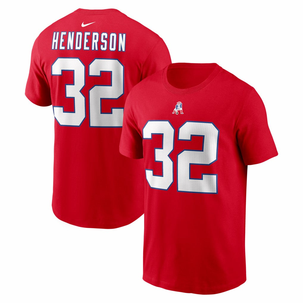 TreVeyon Henderson New England Patriots Name & Number T-Shirt - Red - Nike