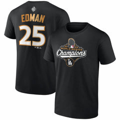 Tommy Edman Los Angeles Dodgers Fanatics 2025 World Series Champions Name & Number T-Shirt Outlet